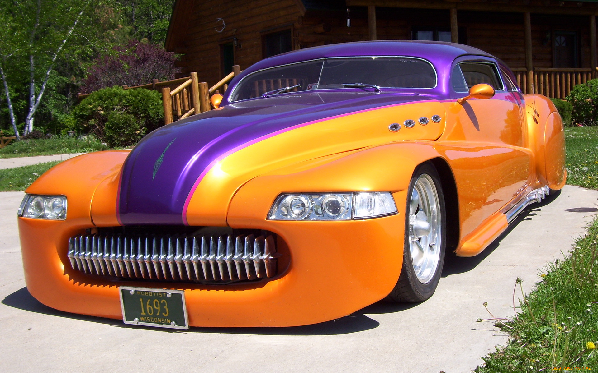 , custom classic car, streetrod, orange